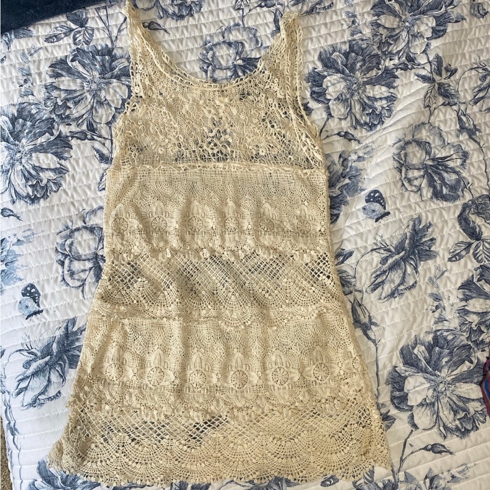 American Eagle Outfitters Beige Crochet Coverup